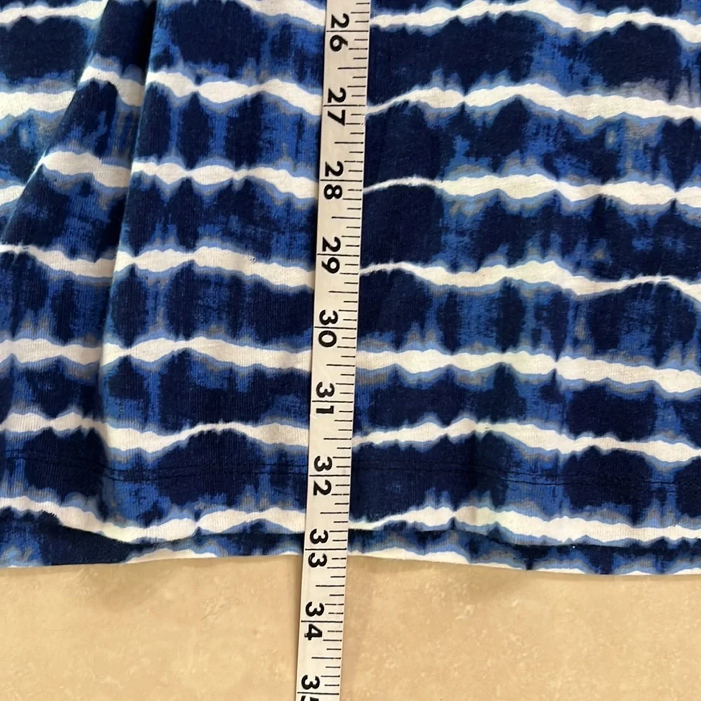 Tory Burch Hollie Tie Dye Women XSmall Navy Pullover Mini Stretch Geo Crew Dress